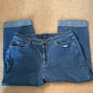 Liz Claiborne Crazy Horse Stretch Cropped Jeans Size 14S EUC